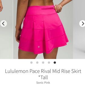 lululemon sonic pink Pace Rival Skirt